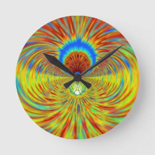 Colourful Kaleidoscope Art Print Round Clock