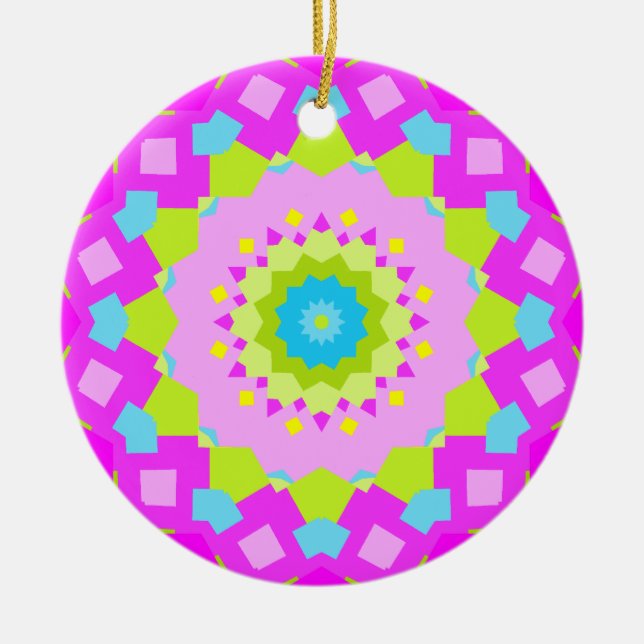 Colourful Kaleidoscope Ceramic Ornament (Front)