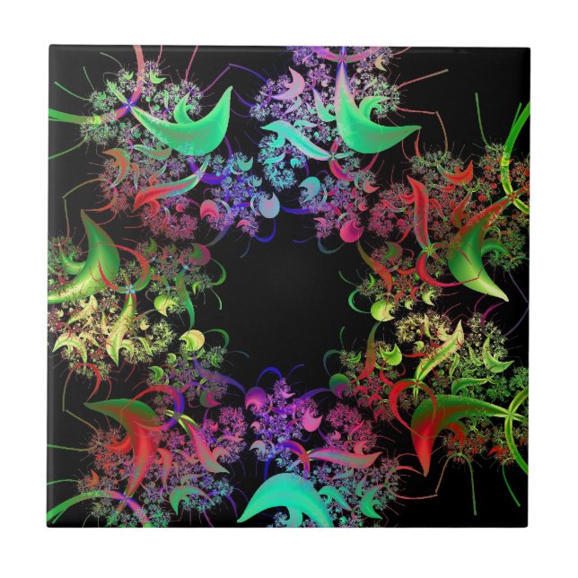 Colourful Kaleidoscope Design Fractal Art Gifts Tile (Front)