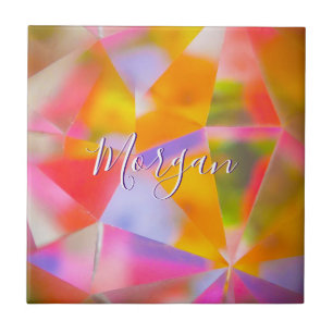 Colourful Kaleidoscope, DIY Name & Art White Scrip Tile