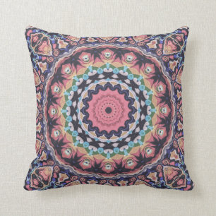 Colourful Kaleidoscope Mandala Throw Pillow