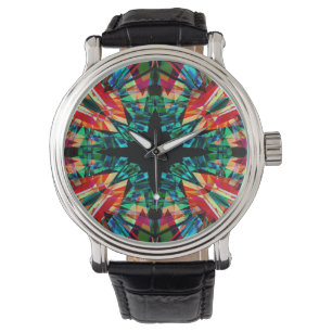 Colourful kaleidoscope pattern watch