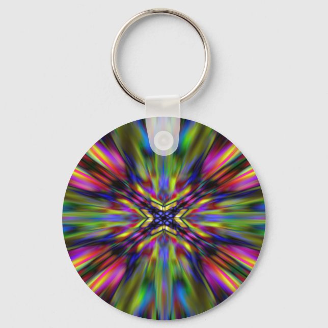 Colourful kaleidoscope starburst keychain (Front)