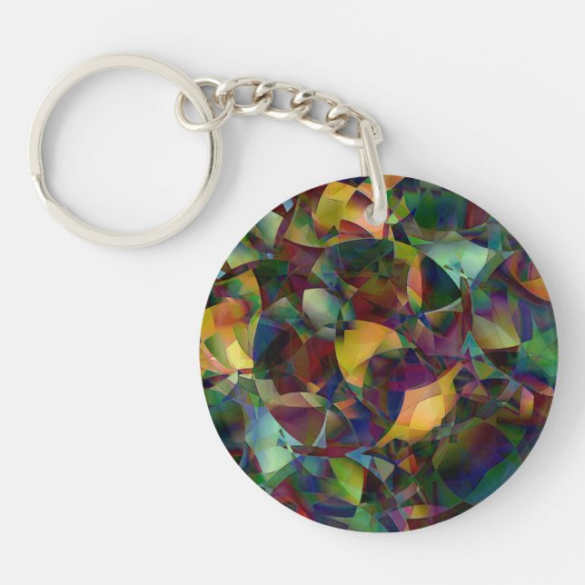 Colourful, Kaleidoscopic Abstract Art Keychain (Front)