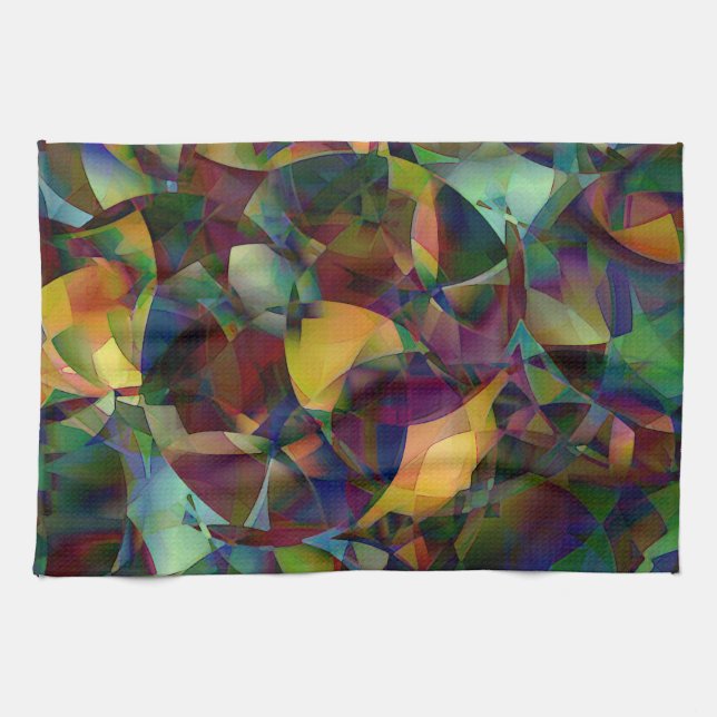 Colourful, Kaleidoscopic Abstract Art Kitchen Towel (Horizontal)