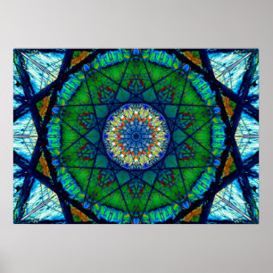 Colourful Kaleidoscopic Mosaic Abstract Mandala Poster