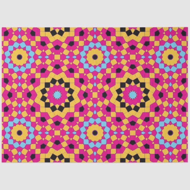 Colourful Kaleidoscopic Mosaic Geometric Pattern Tissue Paper (Front)