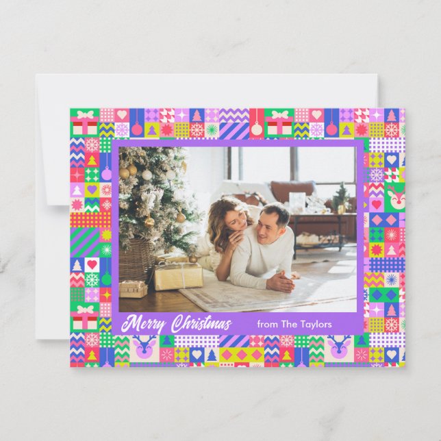 Colourful Kawaii Christmas Quilt Photo Template (Front)