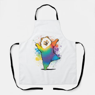 Colourful Kawaii Dancing Chow Chow Apron