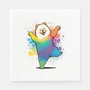 Colourful Kawaii Dancing Chow Chow Napkin