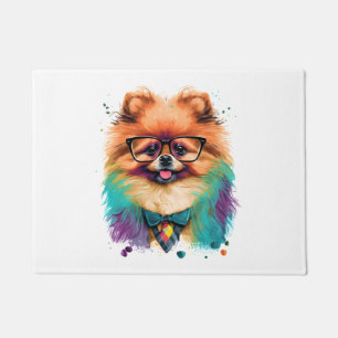 Colourful Kawaii Pomeranian Hipster 1 Doormat