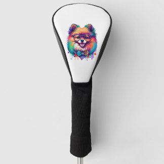 Colourful Kawaii Pomeranian Hipster   Golf Head Cover