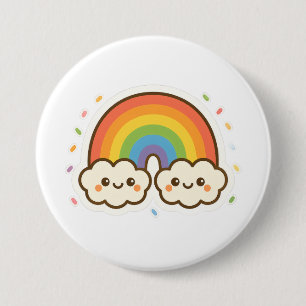 Colourful Kawaii Rainbow Pride 3 Inch Round Button