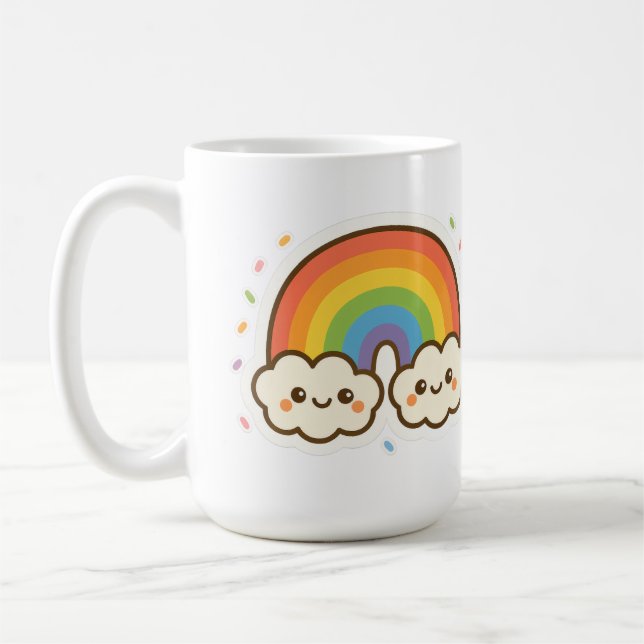 Colourful Kawaii Rainbow Pride Coffee Mug (Left)