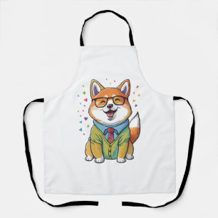 Colourful Kawaii Shiba Inu Hipster 1 Apron