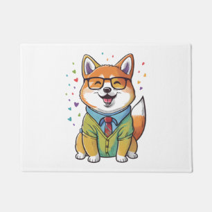 Colourful Kawaii Shiba Inu Hipster 1 Doormat