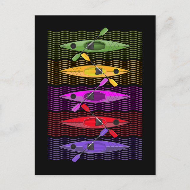 Colourful Kayak Paddling Adventures Kayaking Postcard (Front)