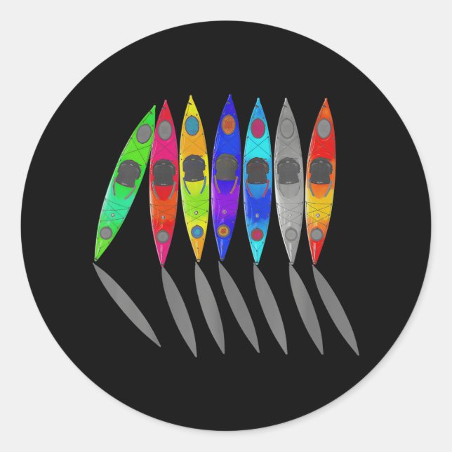 Colourful Kayaks For Outdoor Adventure kayaking Classic Round Sticker (Front)