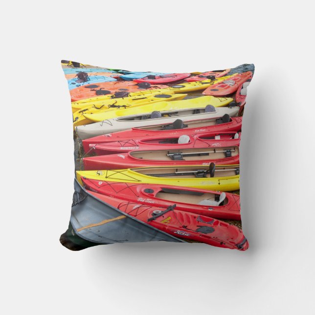 colourful Kayaks Throw Pillow (Front)
