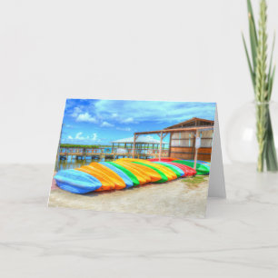 Colourful Kayaks Tropical Blank Greeting Card