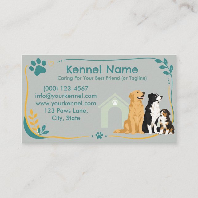 Colourful Kennel Customizable  Business Card (Front)