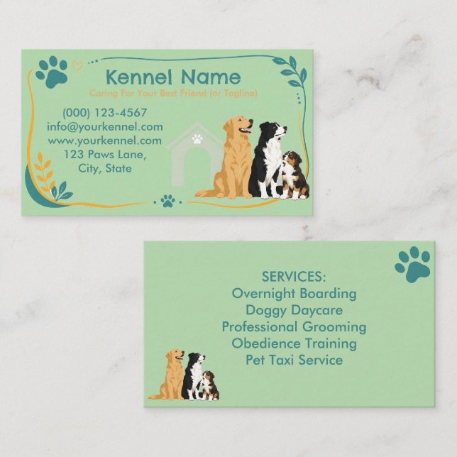 Colourful Kennel Customizable  Business Card (Front/Back)
