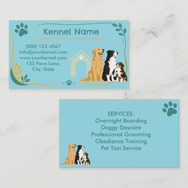 Colourful Kennel Customizable  Business Card (Front/Back)