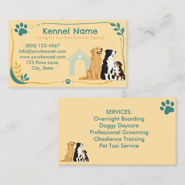 Colourful Kennel Customizable  Business Card (Front/Back)