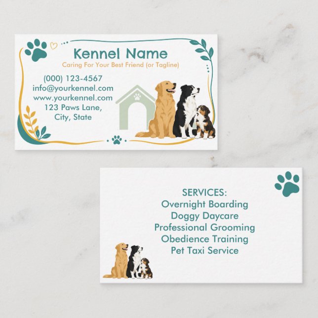 Colourful Kennel Customizable  Business Card (Front/Back)