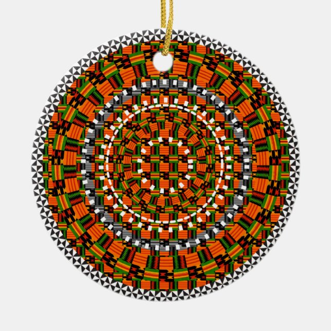 Colourful Kente Design Ceramic Ornament (Front)