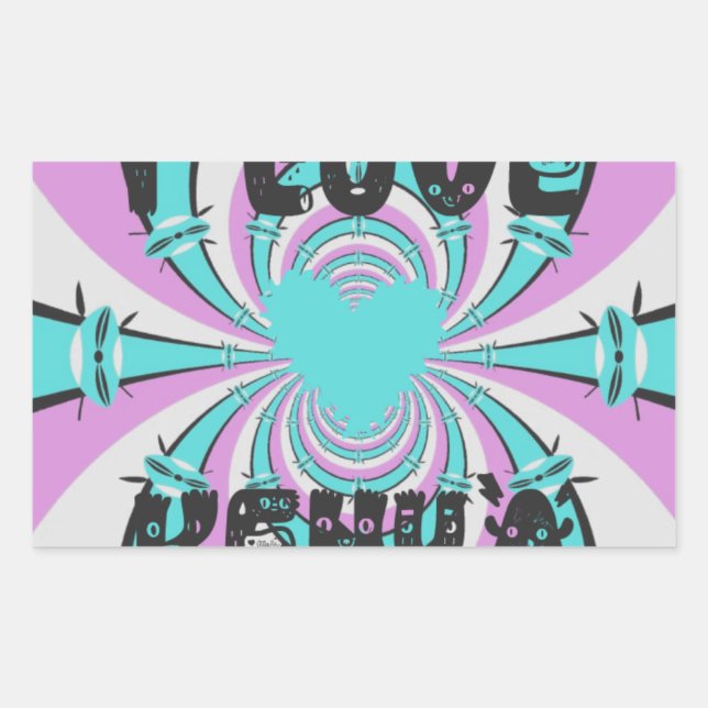 Colourful Kenya Love: Purple Cyan White Funny Sticker (Front)