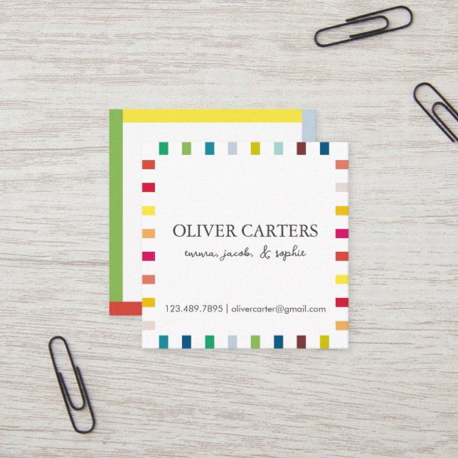 Colourful  Key Lime Square Personalized Square Business Card (Front/Back In Situ)