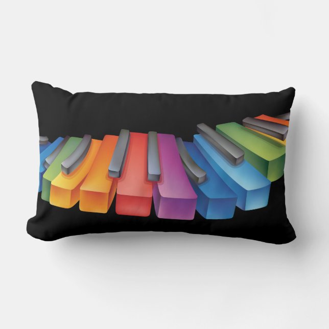 Colourful Keyboard Cool Music Lumbar Pillow (Front)