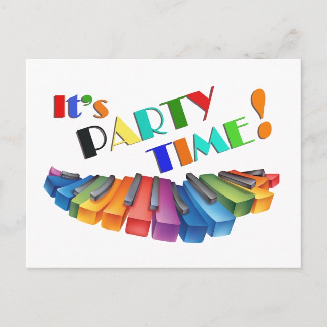 Colourful Keyboard Easy Party Invites (Front)