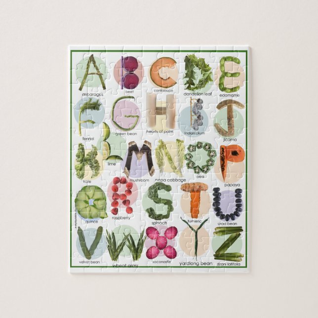 Colourful Kids Alphabet Puzzle - Educational Food  (Vertical)