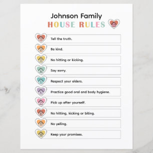 Colourful Kids and Family House Rules List Poster