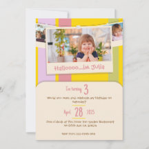 Colourful kids birthday invitation card
