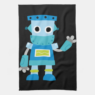 Colourful Kids Blue Robot Kitchen Towel