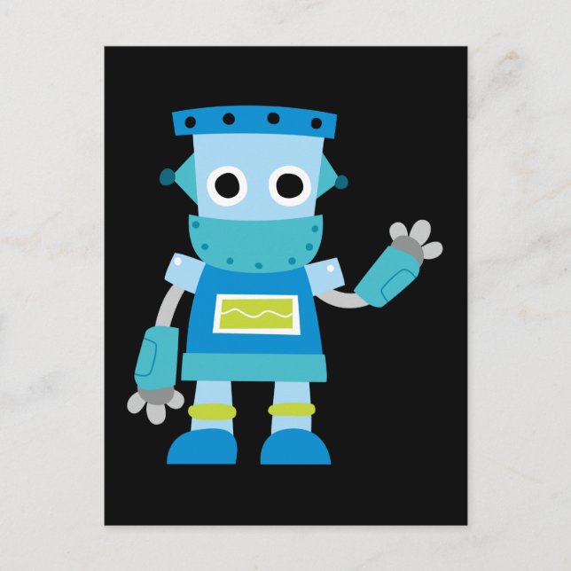 Colourful Kids Blue Robot Postcard (Front)