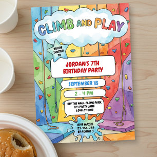 Colourful Kids Climb and Play Rock Climbing Invitation