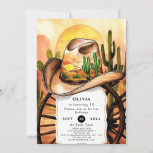 Colourful Kids Cowboy Birthday Invitation