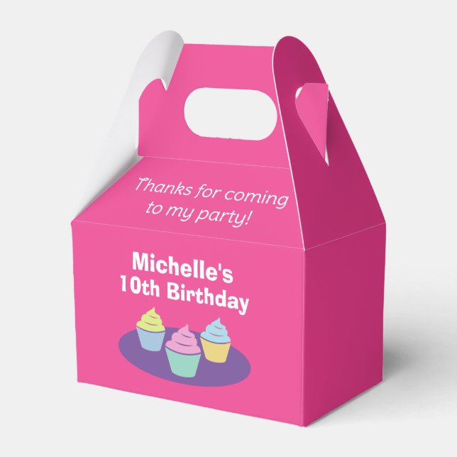 Colourful kid's cupcake Birthday party favour boxe Favor Box (Front Side)