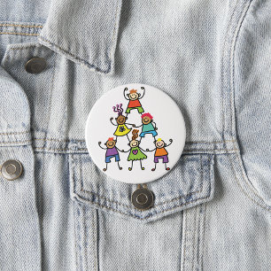 Colourful Kids Friendship Pyramid 3 Inch Round Button