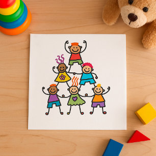 Colourful Kids Friendship Pyramid Napkin