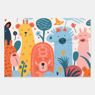 Colourful kids giftwrap wrapping paper sheet