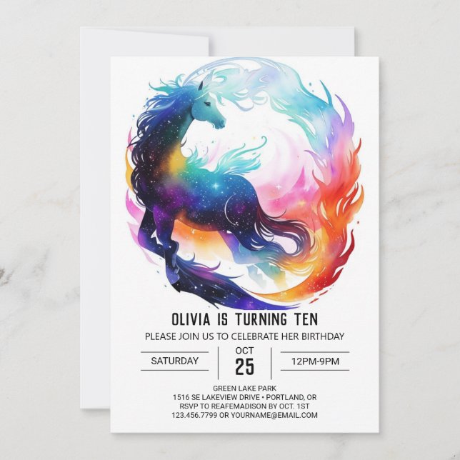 Colourful Kids' Horse Birthday Invitation (Front)