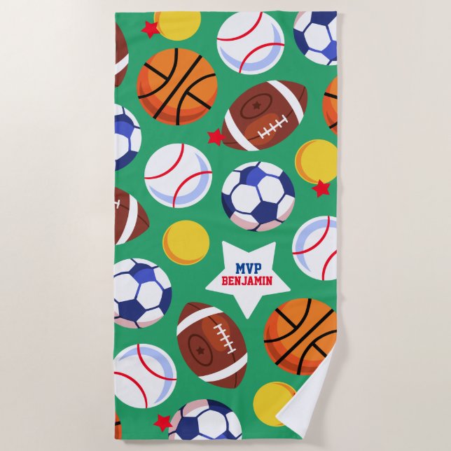 Colourful Kids Personalized Sports Beach Towel (Front)