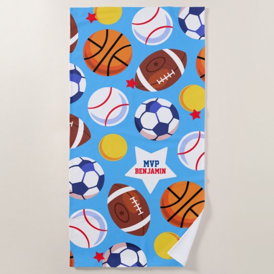 Colourful Kids Personalized Sports Beach Towel Zazzle.ca