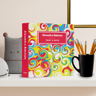 Colourful Kids Pink, Yellow, Blue Abstract Pattern Binder