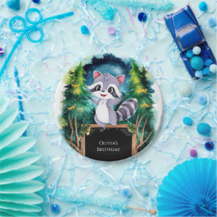 Colourful Kids Raccoon Birthday Paper Plate